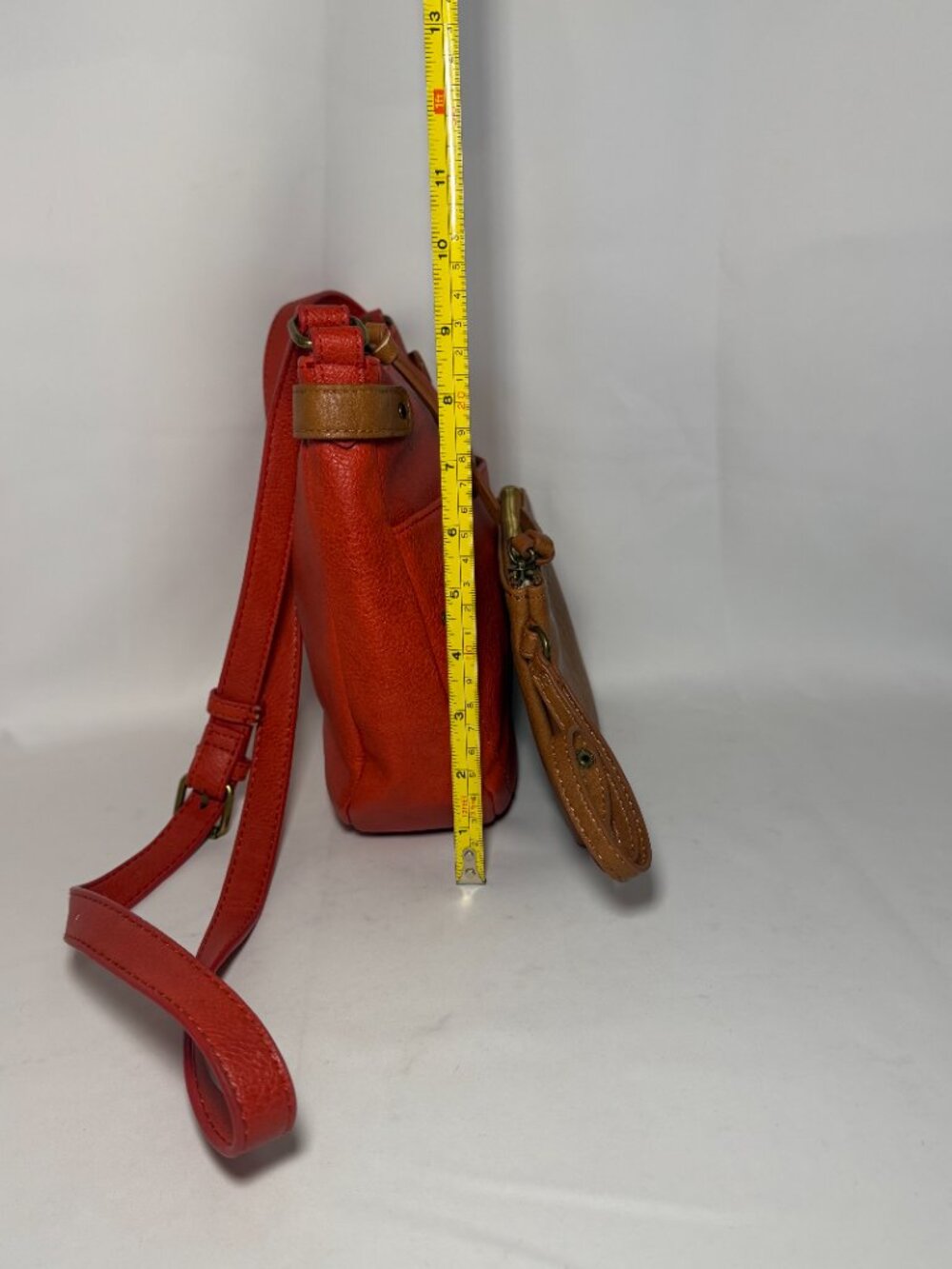 Market & Spruce Theresa Crossbody Bag w/Wristlet Orange-Red Brown Faux Leather - Picture 4 of 13